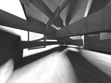 Soyut mimari iç plan. Boş beton oda. 3d hazırlayıcı