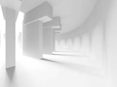 Soyut Beyaz Mimari Tasarım Konsepti. 3d Görüntüleme