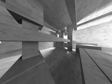 Soyut mimari iç plan. Boş beton oda. 3d hazırlayıcı