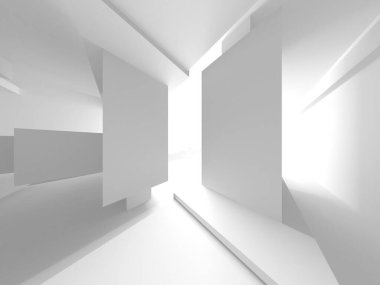 Soyut Beyaz Mimari Tasarım Konsepti. 3d Görüntüleme