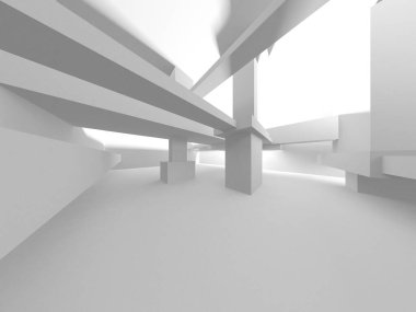 Soyut Beyaz Mimari Tasarım Konsepti. 3d Görüntüleme