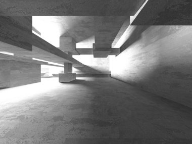 Soyut mimari iç plan. Boş beton oda. 3d hazırlayıcı