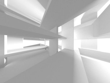 Soyut Beyaz Mimari Tasarım Konsepti. 3d Görüntüleme