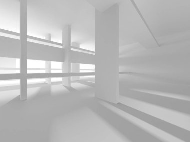 Soyut Beyaz Mimari Tasarım Konsepti. 3d Görüntüleme