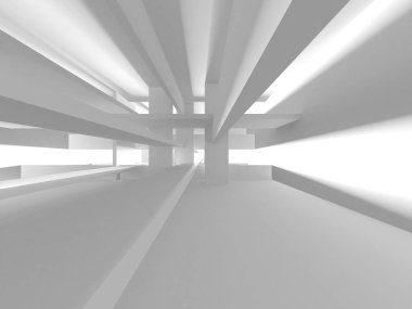 Soyut Beyaz Mimari Tasarım Konsepti. 3d Görüntüleme