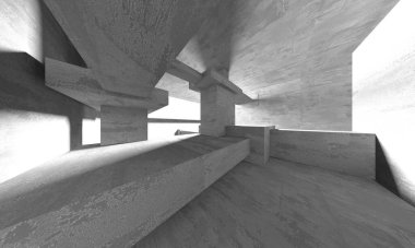 Dark Beton Duvar Mimarisi. Boş Oda. 3d Görüntüleme