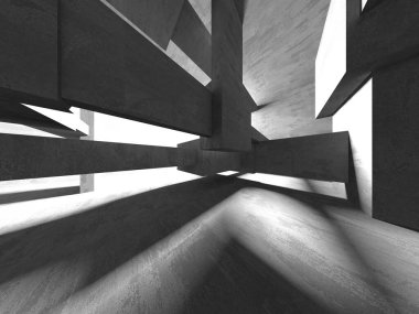 Dark Beton Duvar Mimarisi. Boş Oda. 3d Görüntüleme