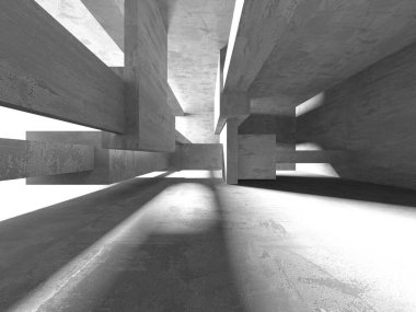 Dark Beton Duvar Mimarisi. Boş Oda. 3d Görüntüleme