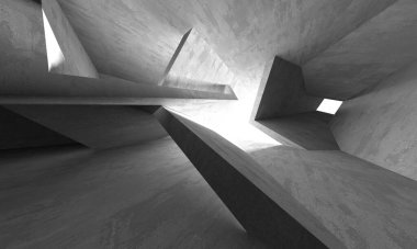 Dark Beton Duvar Mimarisi. Boş Oda. 3d Görüntüleme