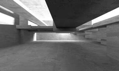 Dark Beton Duvar Mimarisi. Boş Oda. 3d Görüntüleme