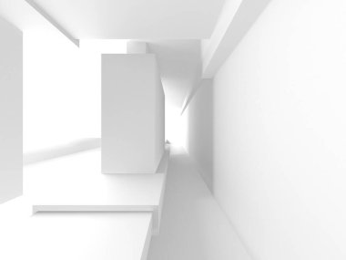 Beyaz Modern Arkaplan. Soyut Bina Konsepti. 3d Hazırlama