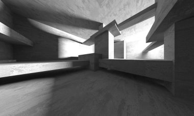 Dark Beton Duvar Mimarisi. Boş Oda. 3d Görüntüleme