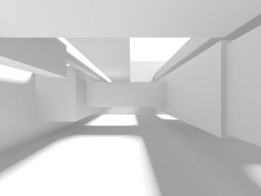 Beyaz Modern Arkaplan. Soyut Bina Konsepti. 3d Hazırlama