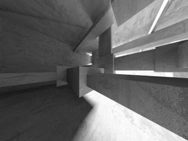 Dark Beton Duvar Mimarisi. Boş Oda. 3d Görüntüleme