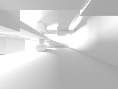 Beyaz Modern Arkaplan. Soyut Bina Konsepti. 3d Hazırlama