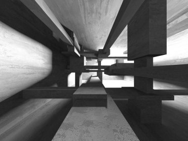 Soyut mimari arka plan. İçi boş beton döşeme. 3d hazırlayıcı