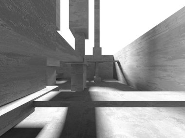 Soyut mimari arka plan. İçi boş beton döşeme. 3d hazırlayıcı