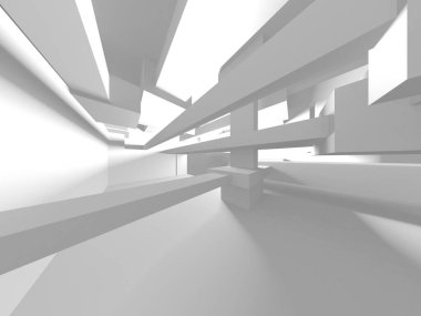 Beyaz Modern Arkaplan. Soyut Bina Konsepti. 3d Hazırlama