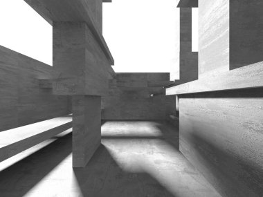 Soyut mimari arka plan. İçi boş beton döşeme. 3d hazırlayıcı