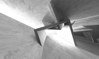 Dark Beton Duvar Mimarisi. Boş Oda. 3d Görüntüleme