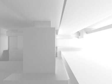 Beyaz Modern Arkaplan. Soyut Bina Konsepti. 3d Hazırlama