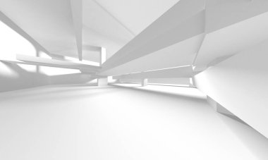 Beyaz Modern Arkaplan. Soyut Bina Konsepti. 3d Hazırlama