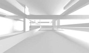 Aydınlatılmış koridor iç tasarımı. Boş Oda İç mimarisi. 3 Boyutlu Hazırlama