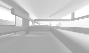 Aydınlatılmış koridor iç tasarımı. Boş Oda İç mimarisi. 3 Boyutlu Hazırlama