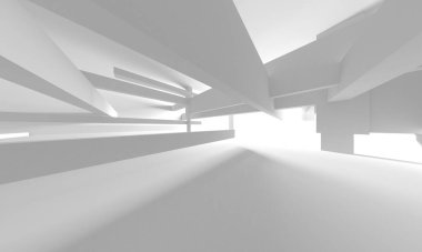 Beyaz Modern Arkaplan. Soyut Bina Konsepti. 3d Hazırlama