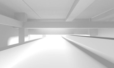 Beyaz Modern Arkaplan. Soyut Bina Konsepti. 3d Hazırlama
