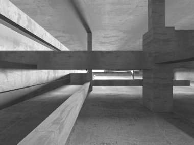 Soyut mimari iç plan. Boş beton oda. 3d hazırlayıcı