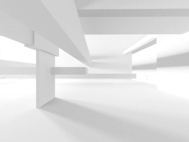 Aydınlatılmış koridor iç tasarımı. Boş Oda İç mimarisi. 3 Boyutlu Hazırlama