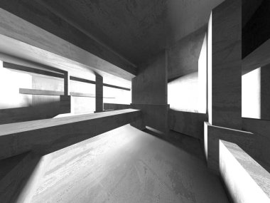 Soyut mimari iç plan. Boş beton oda. 3d hazırlayıcı