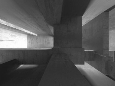 Soyut mimari iç plan. Boş beton oda. 3d hazırlayıcı