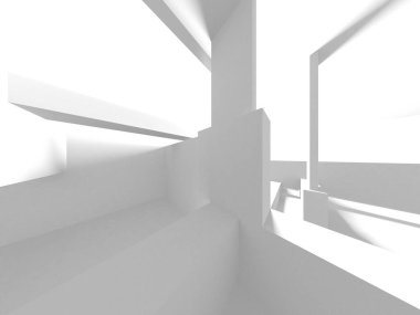 Beyaz Modern Arkaplan. Soyut Bina Konsepti. 3d Hazırlama