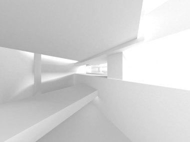 Aydınlatılmış koridor iç tasarımı. Boş Oda İç mimarisi. 3 Boyutlu Hazırlama