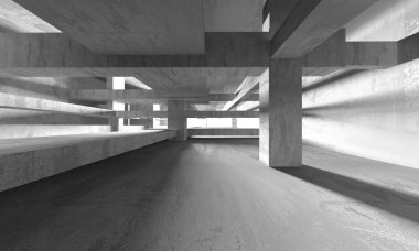 Soyut mimari arka plan. İçi boş beton döşeme. 3d hazırlayıcı