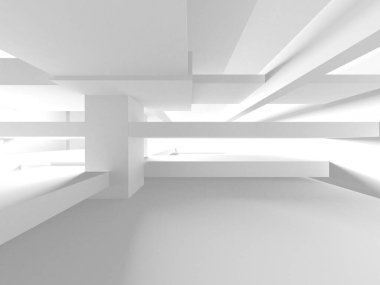 Beyaz Modern Arkaplan. Soyut Bina Konsepti. 3d Hazırlama