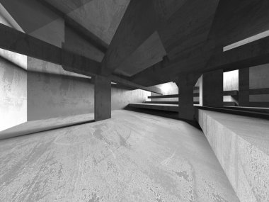 Soyut mimari iç plan. Boş beton oda. 3d hazırlayıcı