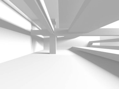 Aydınlatılmış koridor iç tasarımı. Boş Oda İç mimarisi. 3 Boyutlu Hazırlama