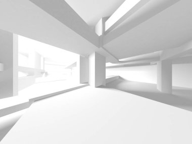 Beyaz Modern Arkaplan. Soyut Bina Konsepti. 3d Hazırlama