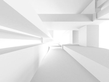 Beyaz Modern Arkaplan. Soyut Bina Konsepti. 3d Hazırlama