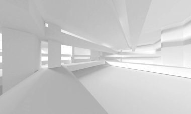 Beyaz Modern Arkaplan. Soyut Bina Konsepti. 3d Hazırlama