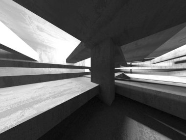 Soyut mimari arka plan. İçi boş beton döşeme. 3d hazırlayıcı