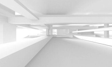 Beyaz Modern Arkaplan. Soyut Bina Konsepti. 3d Hazırlama