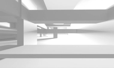 Aydınlatılmış koridor iç tasarımı. Boş Oda İç mimarisi. 3 Boyutlu Hazırlama