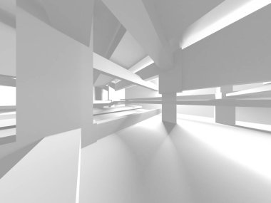 Beyaz Modern Arkaplan. Soyut Bina Konsepti. 3d Hazırlama