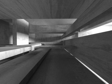 Soyut mimari arka plan. İçi boş beton döşeme. 3d hazırlayıcı