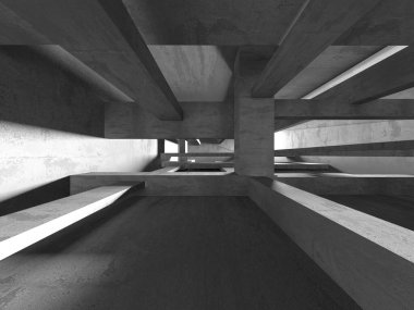 Soyut mimari iç plan. Boş beton oda. 3d hazırlayıcı