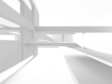 Beyaz Modern Arkaplan. Soyut Bina Konsepti. 3d Hazırlama